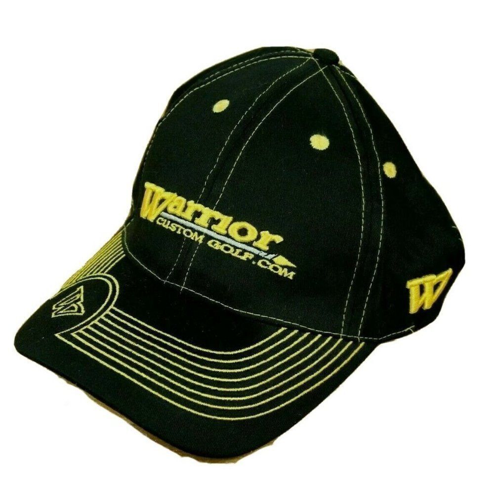 Warrior Custom Hat Golf Strap Back Cap Black Yellow